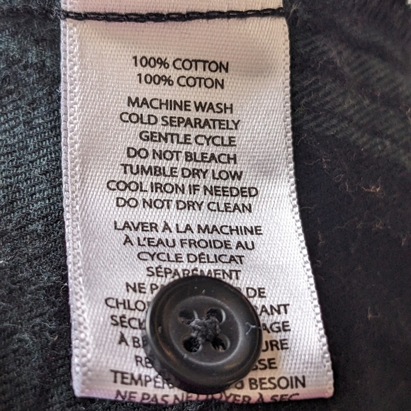 Beach lunch lounge women flannel soft raw edge shirt green & black plaid size L - Picture 6 of 10